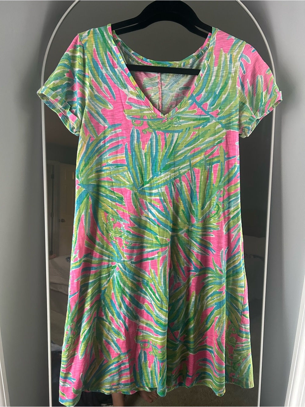Lilly Pulitzer Pink and Green V-Neck Midi Dress
